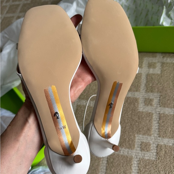 NIB Sam Edelman Peonie Kitten Heel Sandal White Leather Ankle Strap Resort 9.5 - Picture 9 of 17